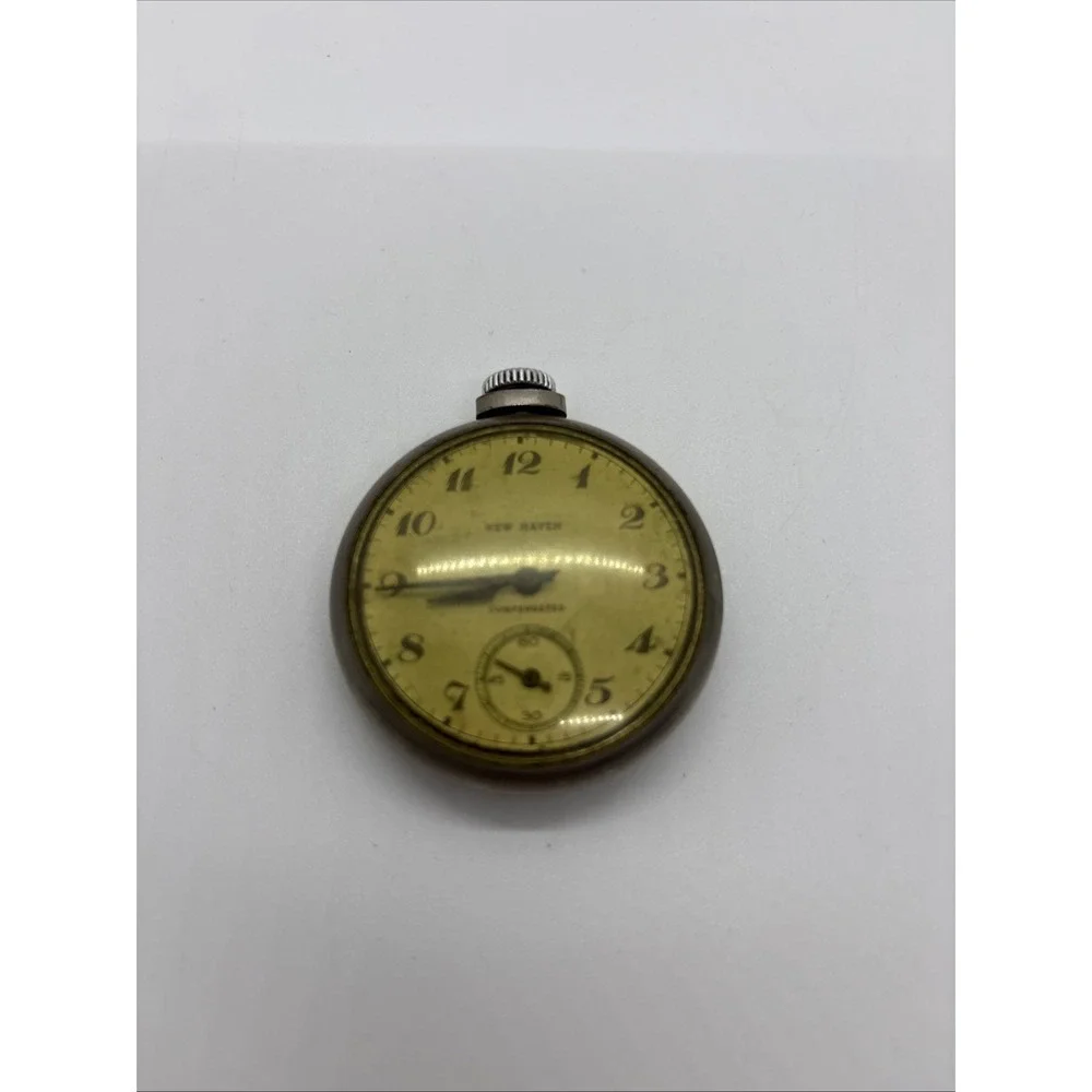 Antique New Haven Pocket Watch Running Mens Silver Analog Vintage Dress Watch